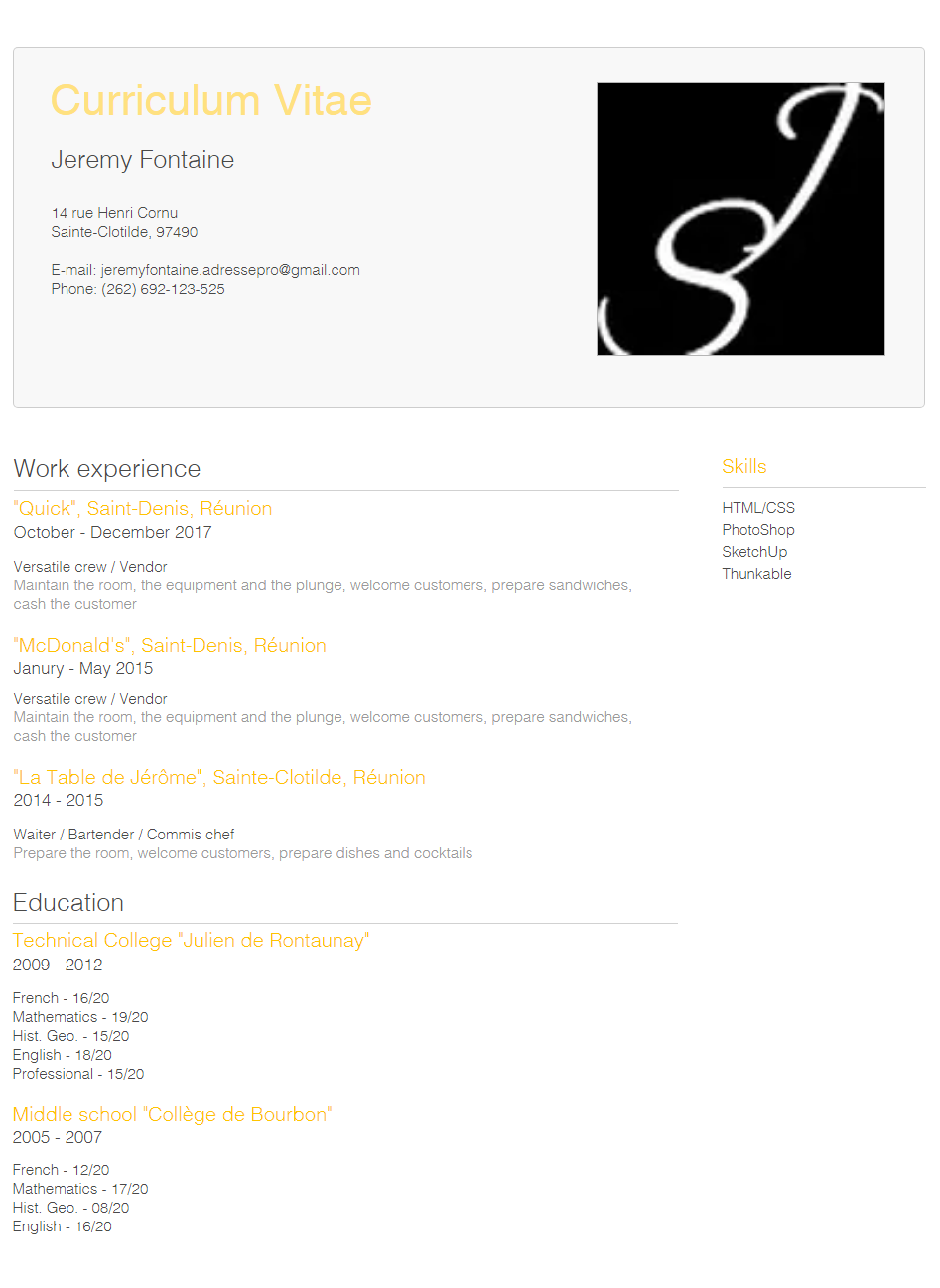 This picture is my curriculum vitae